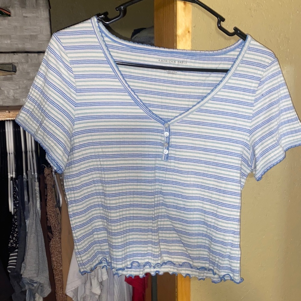 American eagle crop top, striped shirt, Size Large